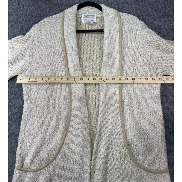 Vintage 80s Sideffects of CA Open Cardigan Sweater Size L Cream Textured Bouclé - Picture 4 of 8